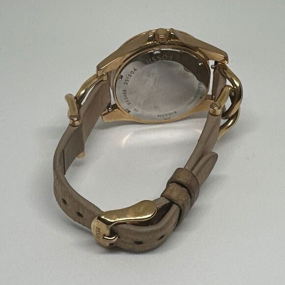 Fossil Riley ES3466 Women's Beige Leather Analog Dial Quartz Wrist Watch HME18 - Picture 10 of 11